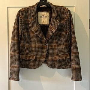 - HOLLISTER TWEED HOUNDSTOOTH MILITARY STYLE SHORT JACKET M